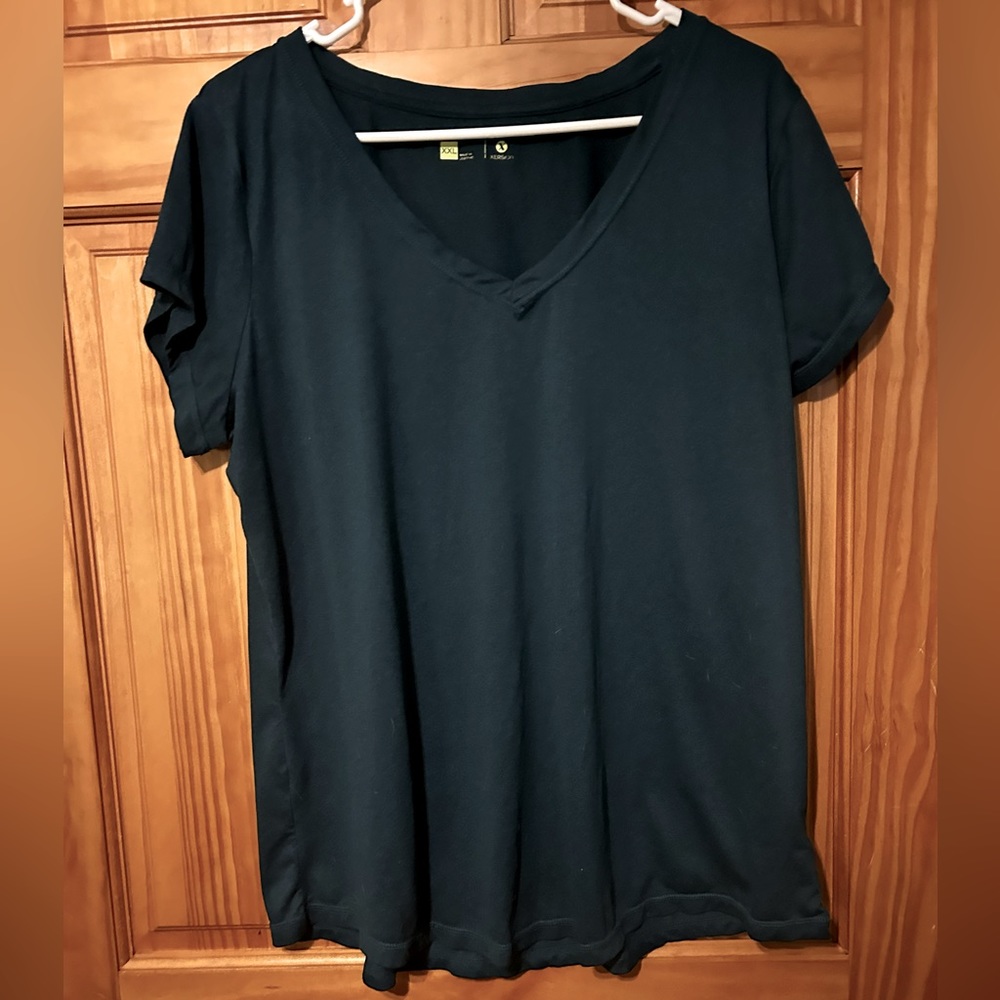 Derision XXL V-neck dark teal work out top